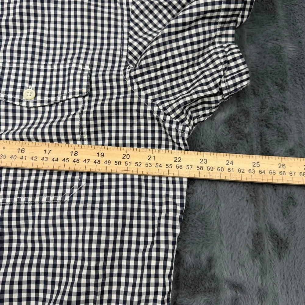 Banana Republic Soft Wash Mens Large Gingham Short Sleeve Button Down Shirt Navy